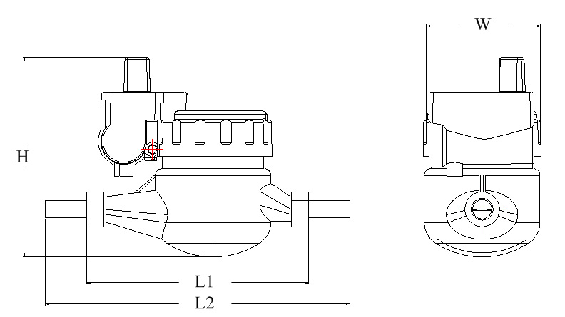 NB-IoT無線遠傳水(shuǐ)表外形尺寸圖