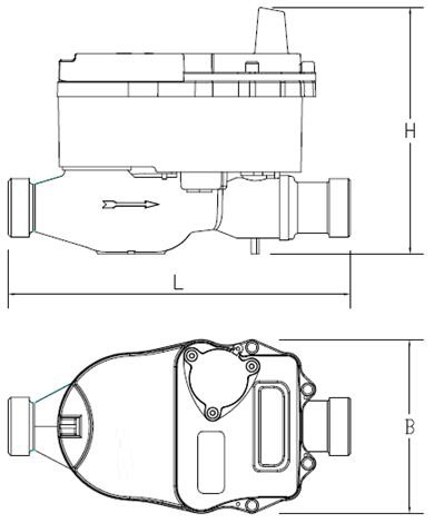無線遠(yuǎn)傳閥控水(shui)表外形尺(chǐ)寸圖