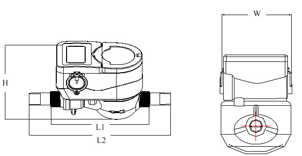 IC卡預(yù)付費直(zhi)飲水水(shuǐ)表外形(xíng)尺寸圖(tú)